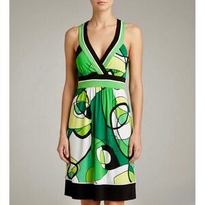 City Triangles Dress Juniors S Green Yellow Abstract Geometric Vtg Y2K 2000s